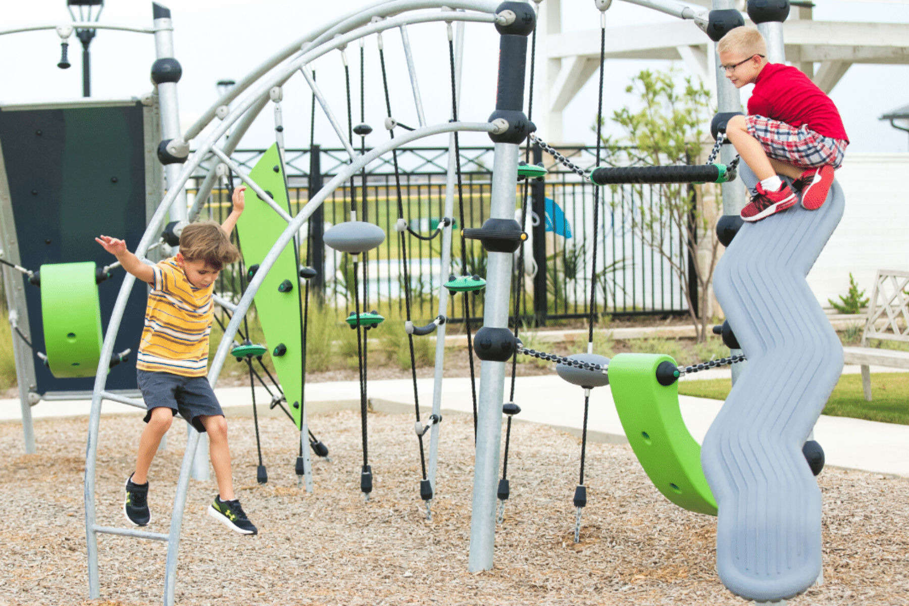 Boys on Slide and Monkey Bars